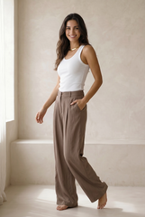 Peach Skin Wide Leg Pants