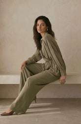 Peach Skin Wide Leg Pants