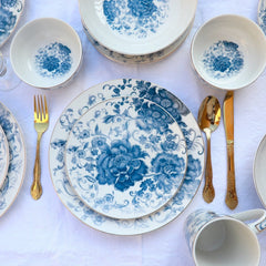 Royal Blue Flower Dinner Set – 30 Pieces