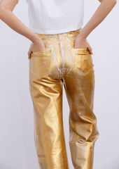 GOLD COATED WHITE JEANS