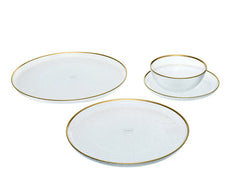 ArdaCam Avanos Dinner Set - Gold Rim, 19 Pieces