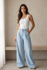 Soft Denim Wide Leg Pants