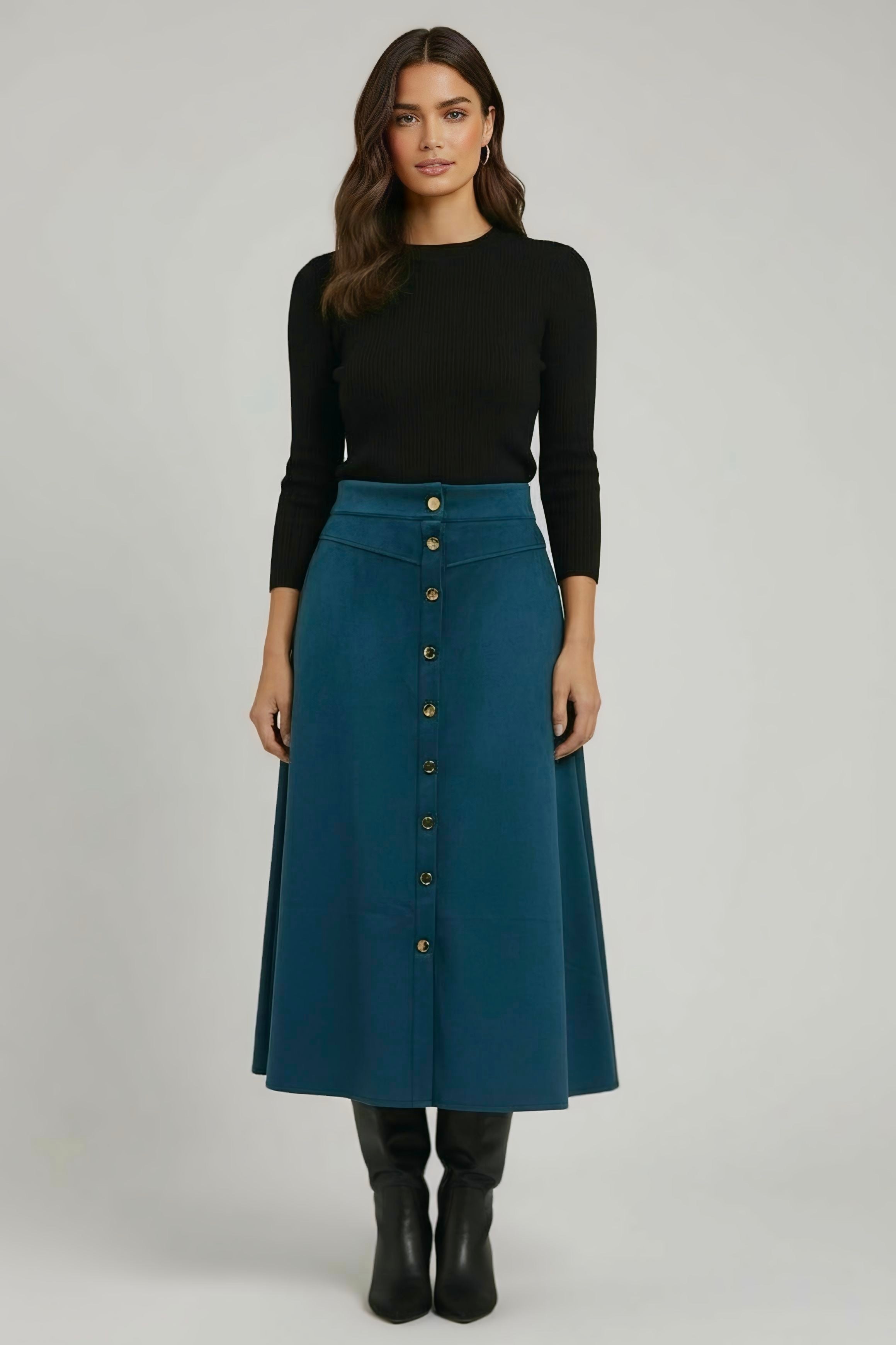 Goldline MidiMaxi Suede Skirt