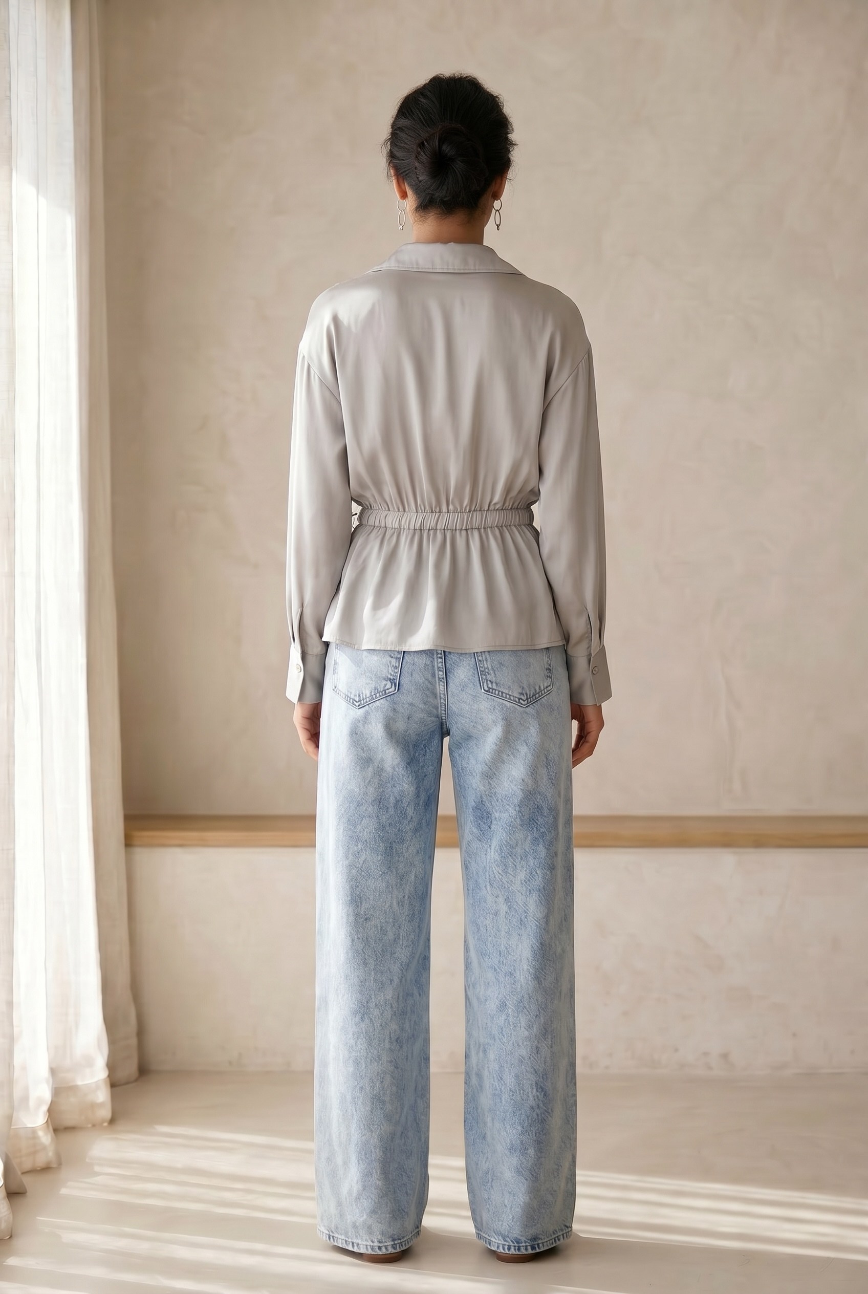 Peach Skin Wrap Shirt