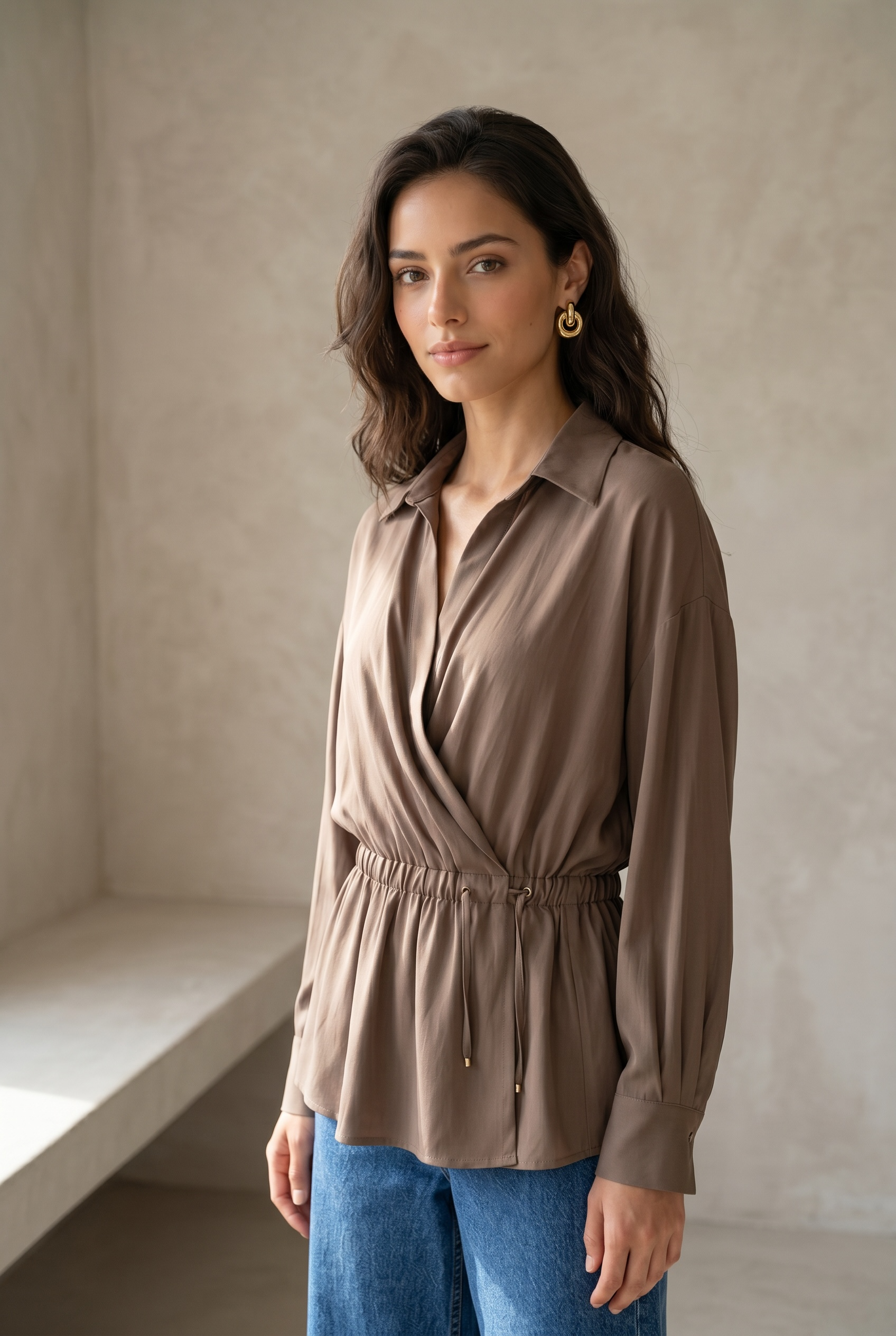 Peach Skin Wrap Shirt