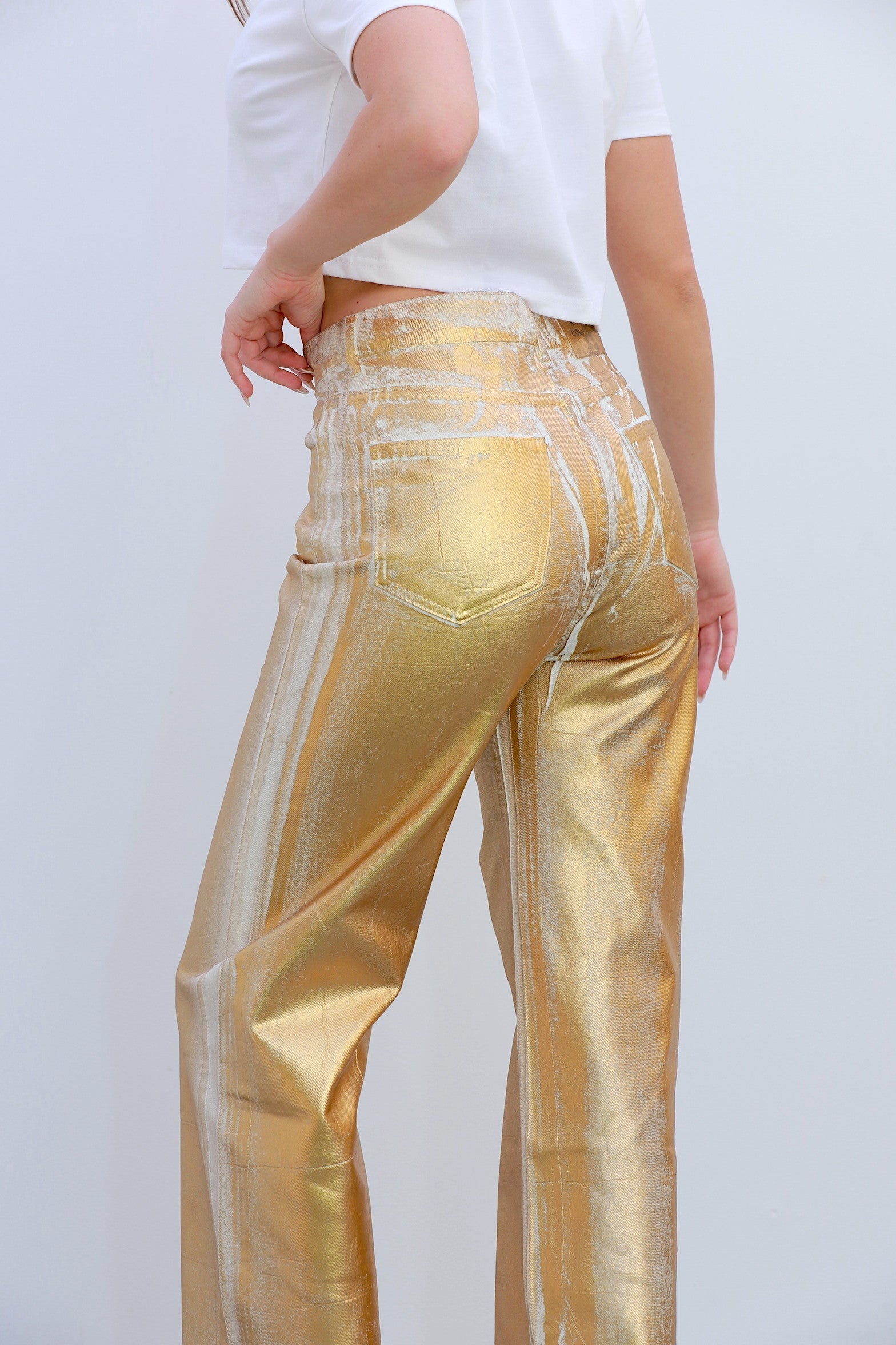 GOLD COATED WHITE JEANS