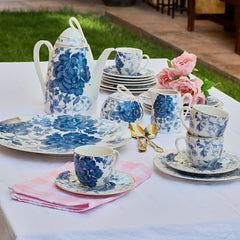 Royal Blue Flower Tea Set of 24 Pieces