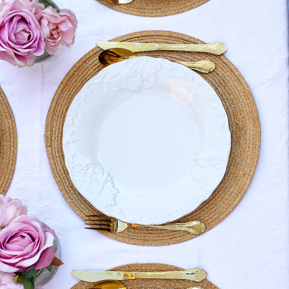 Royal Opulence: 36-Piece White & Gold Dinner Set