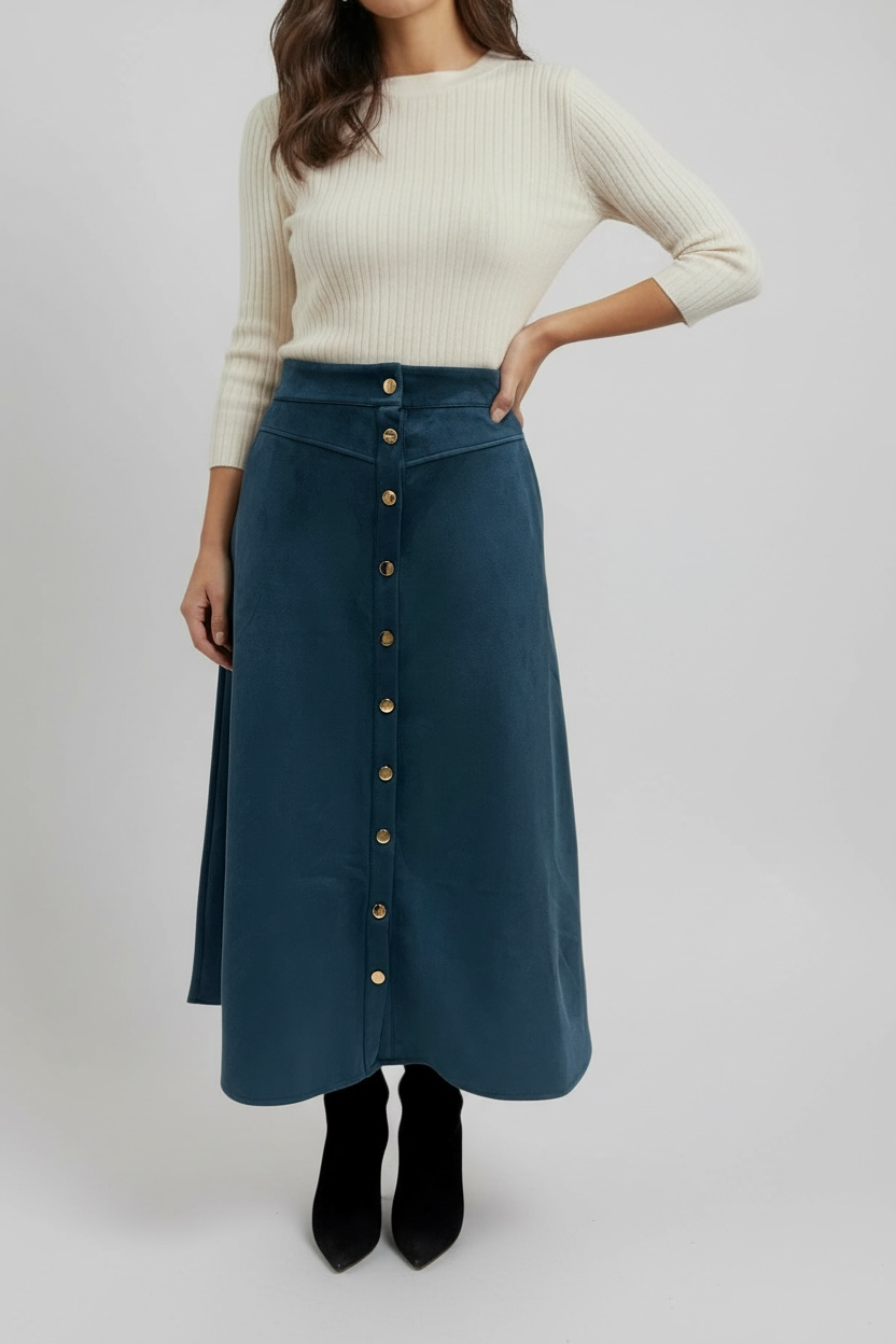 Goldline MidiMaxi Suede Skirt