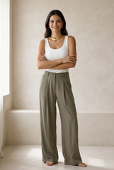 Peach Skin Wide Leg Pants