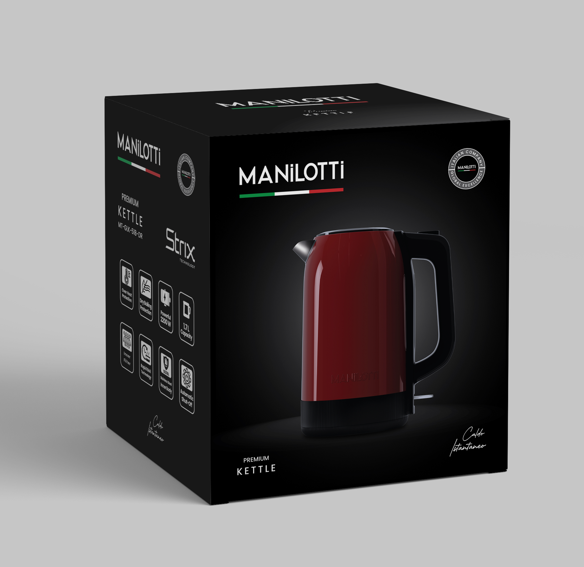 Manilotti Caldo Istantaneo 1.7L Premium Electric Kettle with Overheat Protection