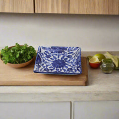 Blue Flower Square Plate