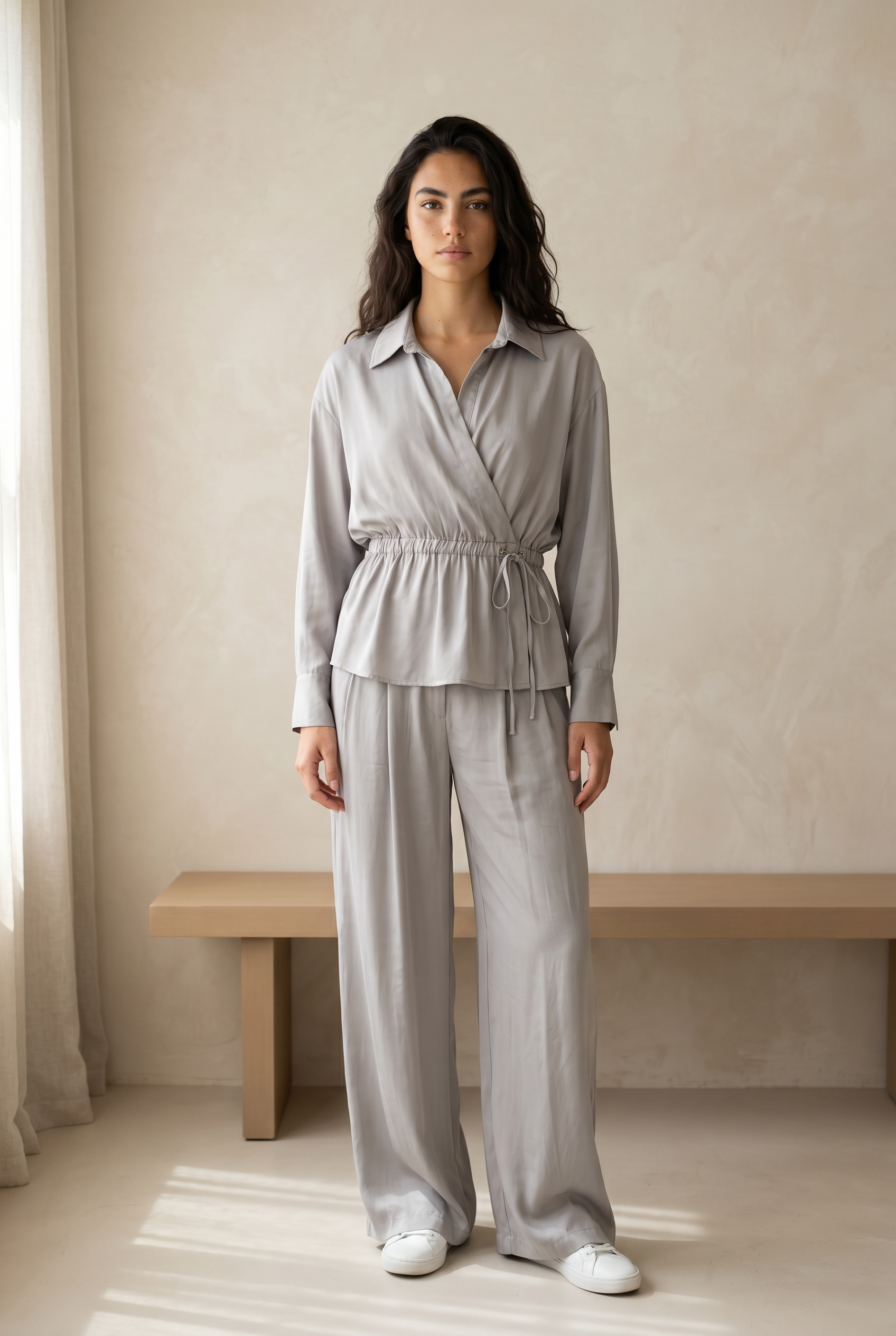 Peach Skin Wrap Shirt