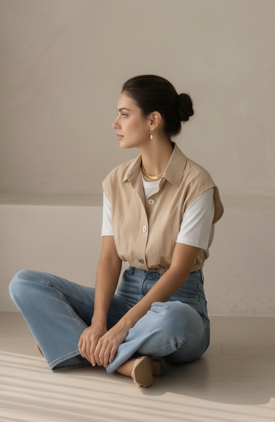 Sleeveless Volume Soft Shirt