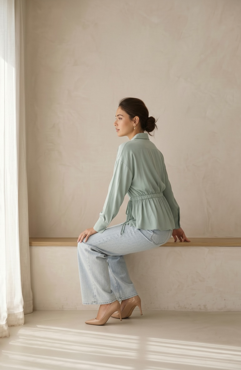 Peach Skin Wrap Shirt