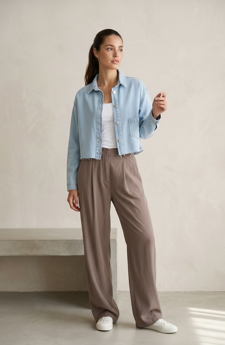 Peach Skin Wide Leg Pants