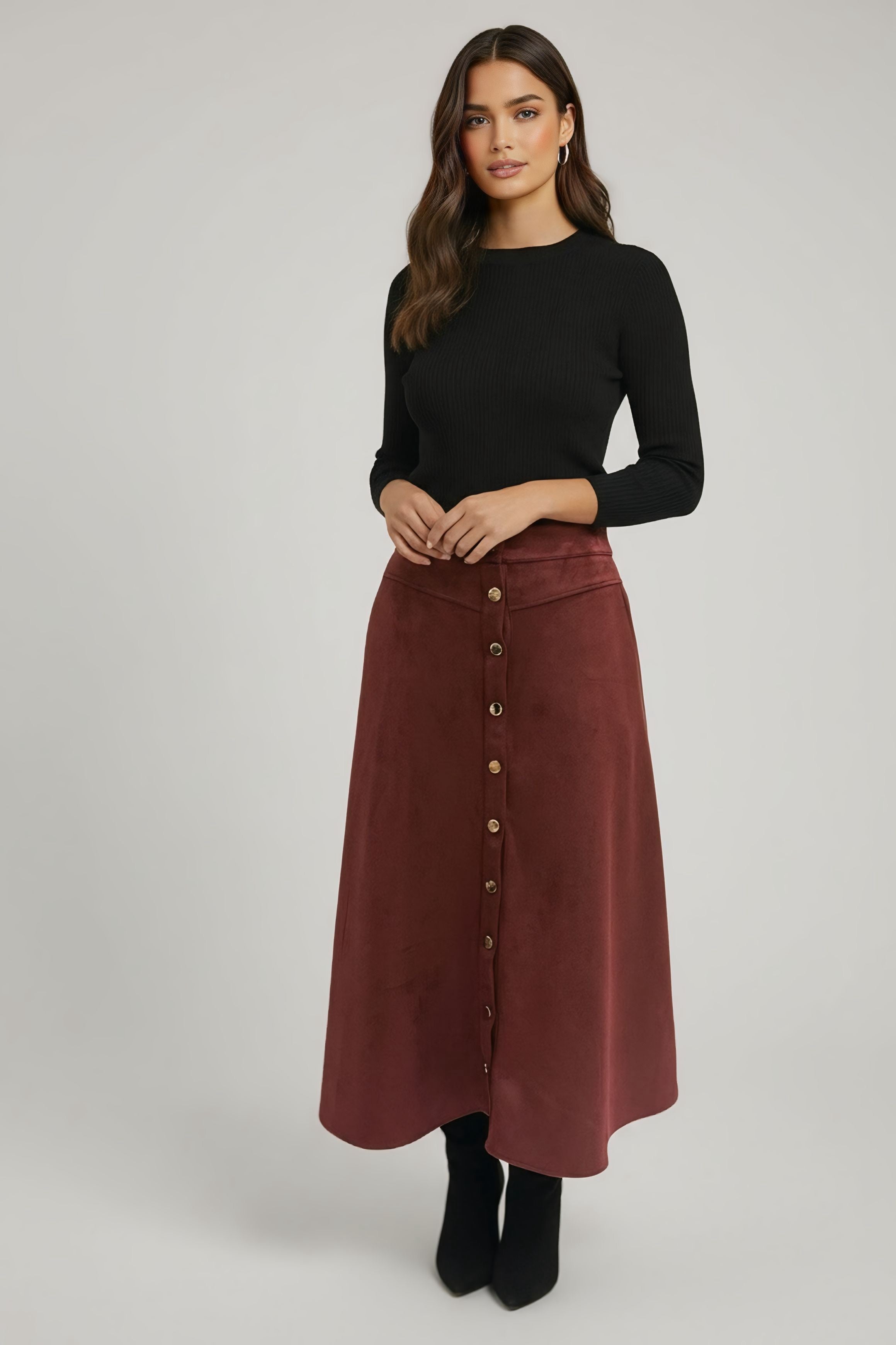 Goldline MidiMaxi Suede Skirt