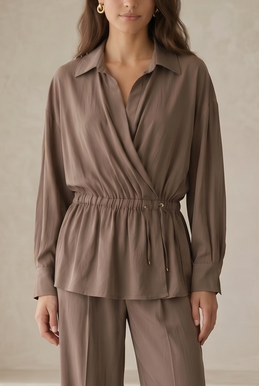 Peach Skin Wrap Shirt