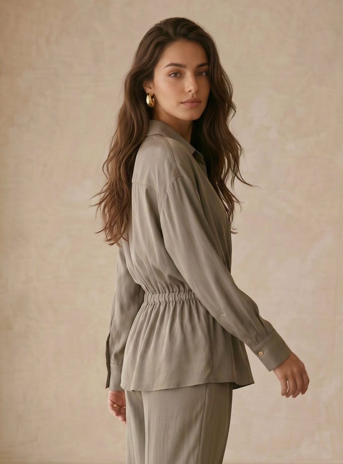 Peach Skin Wrap Shirt