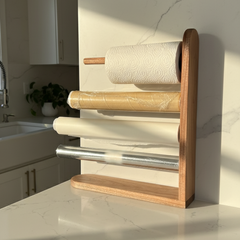 Kitchen Rolls Organizer – Premium Wooden 4-in-1 Dispenser