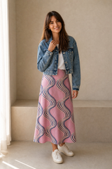 Ocean Lines Satin Skirt