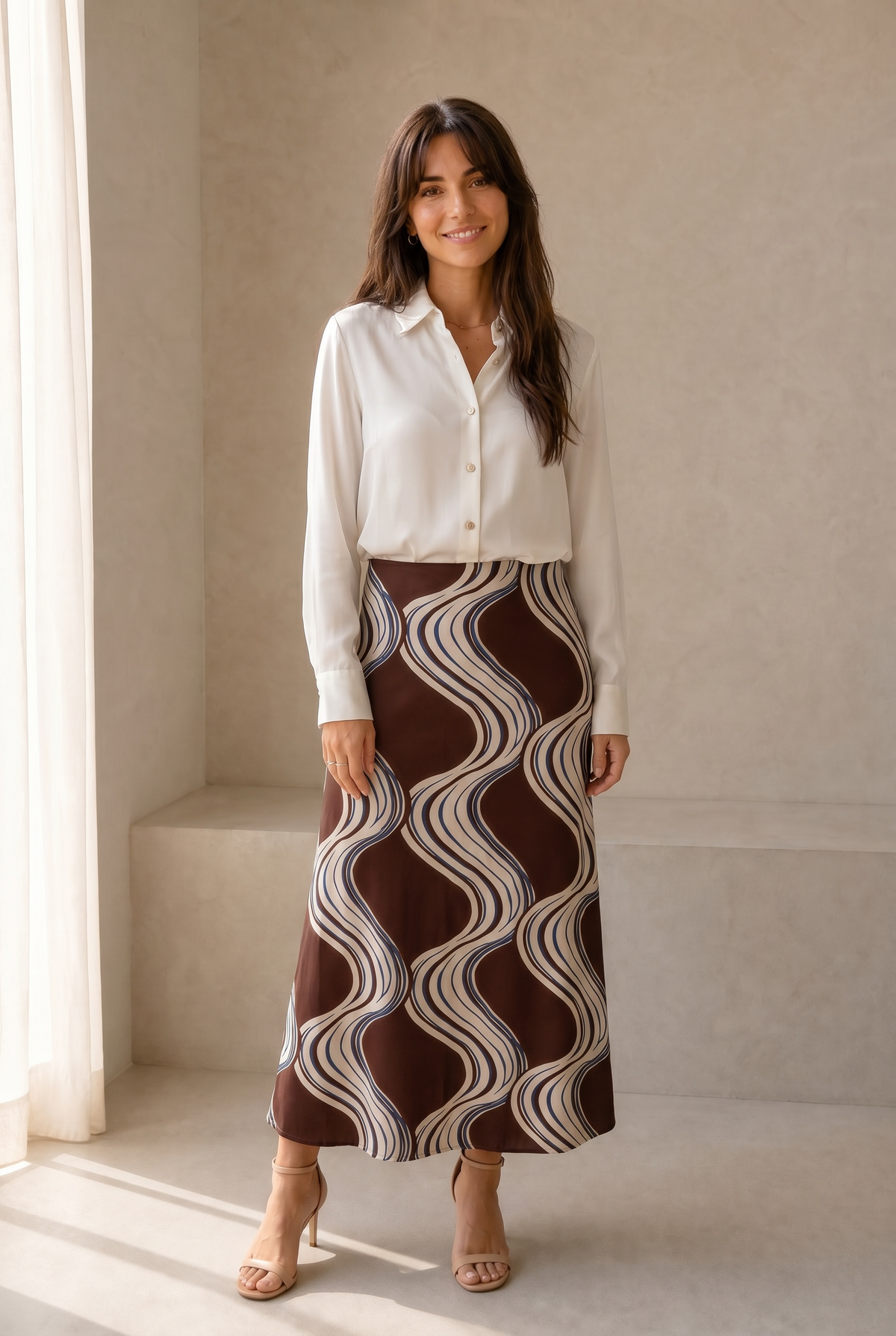 Ocean Lines Satin Skirt