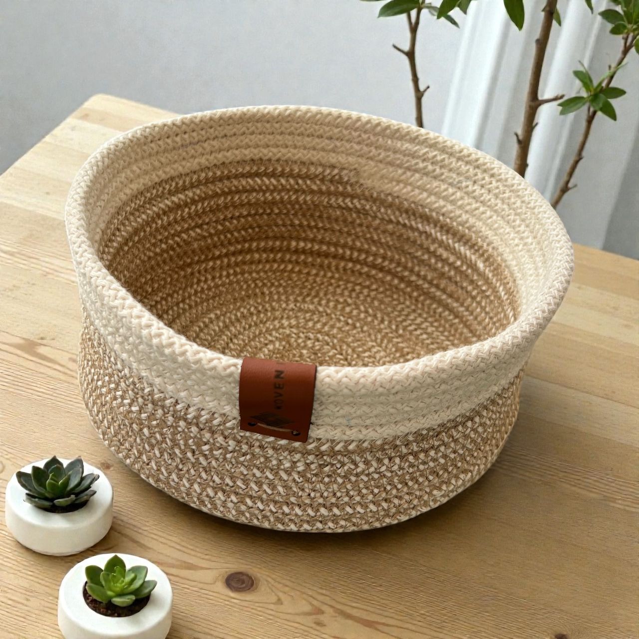 Handmade Woven Cotton round basket