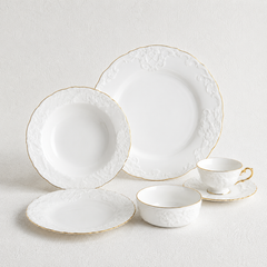 Royal Opulence: 36-Piece White & Gold Dinner Set