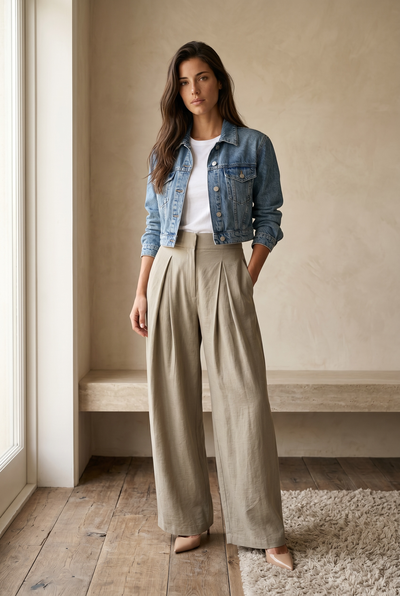 Pleated Wide Leg Pants