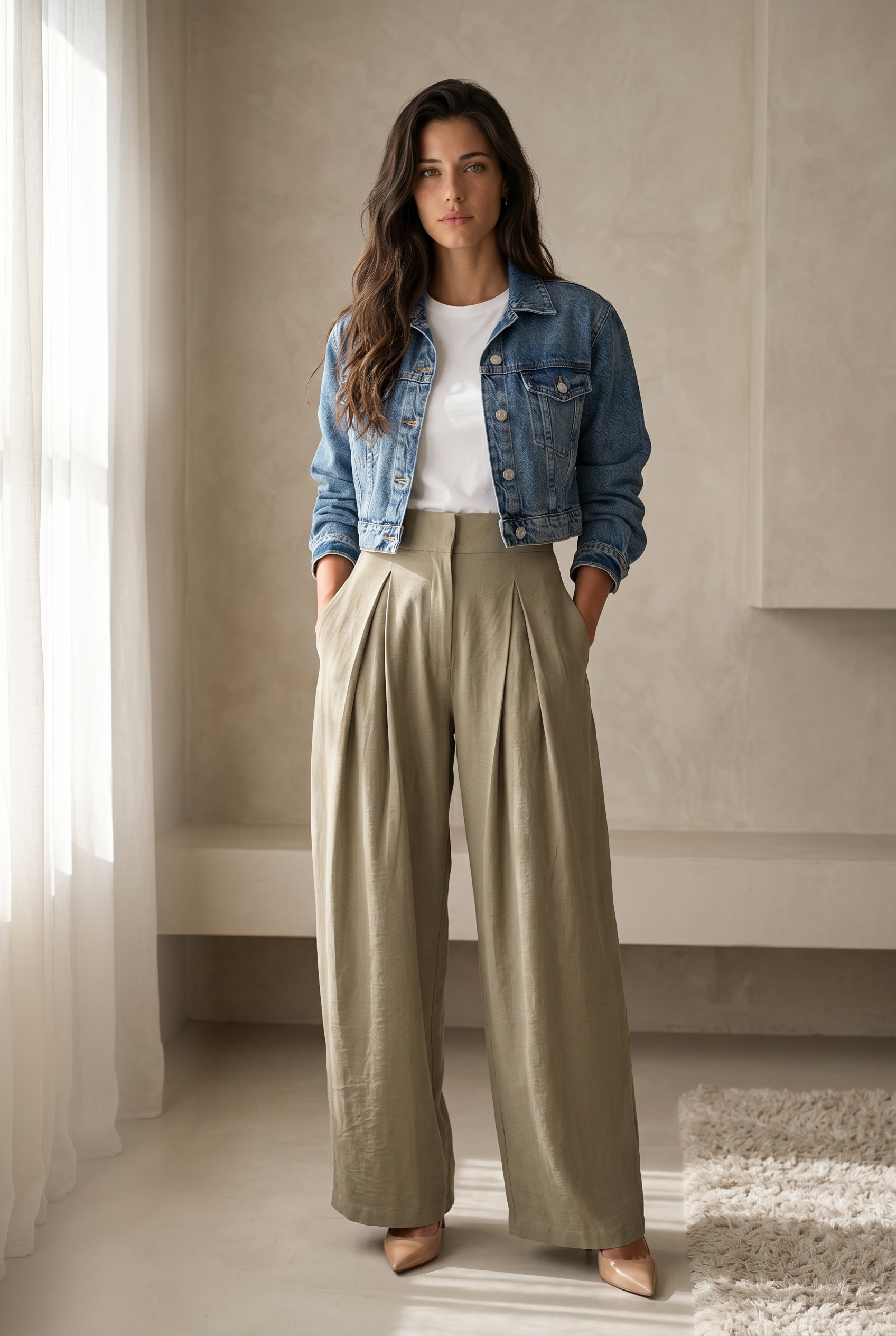 Pleated Wide Leg Pants