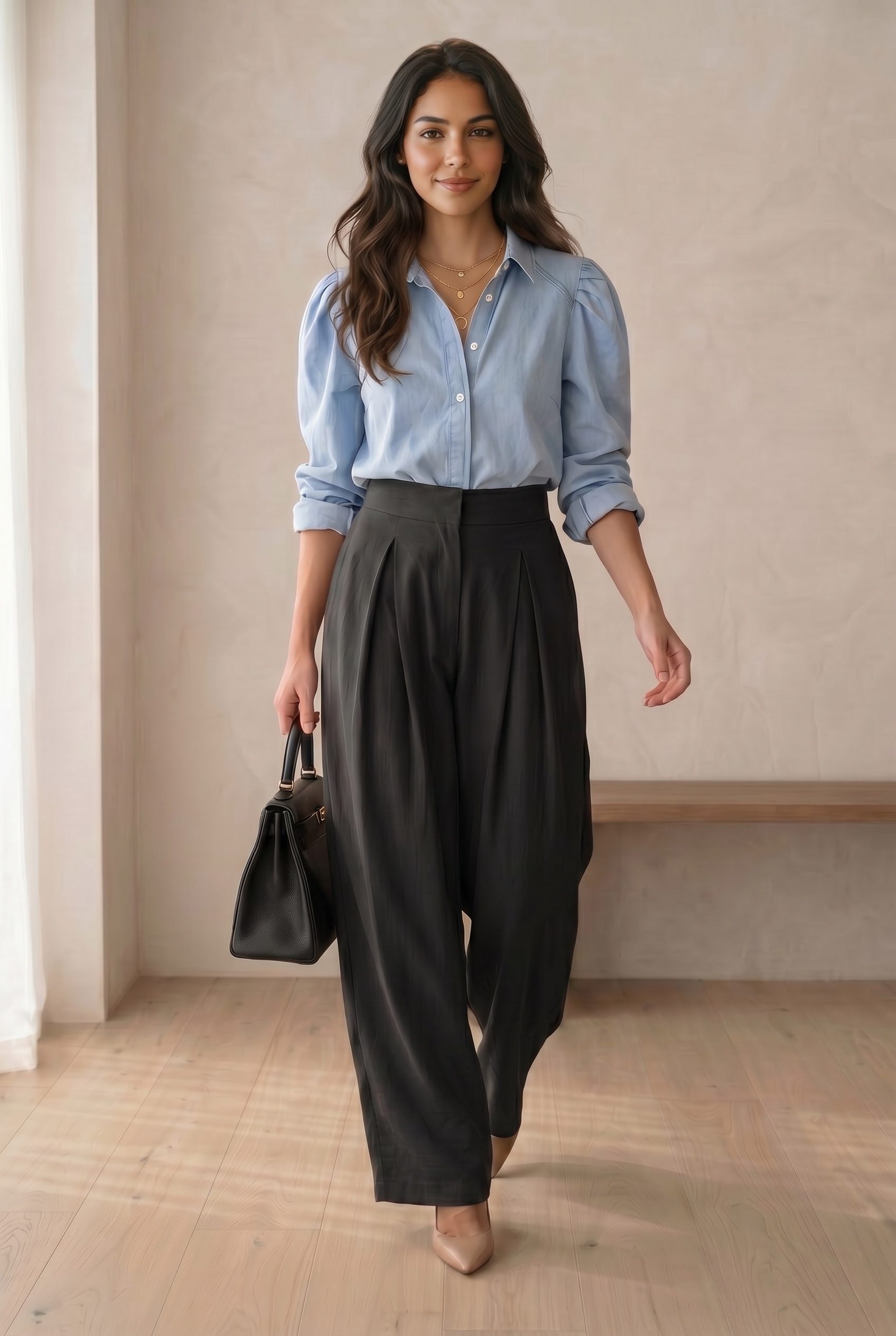 Pleated Wide Leg Pants