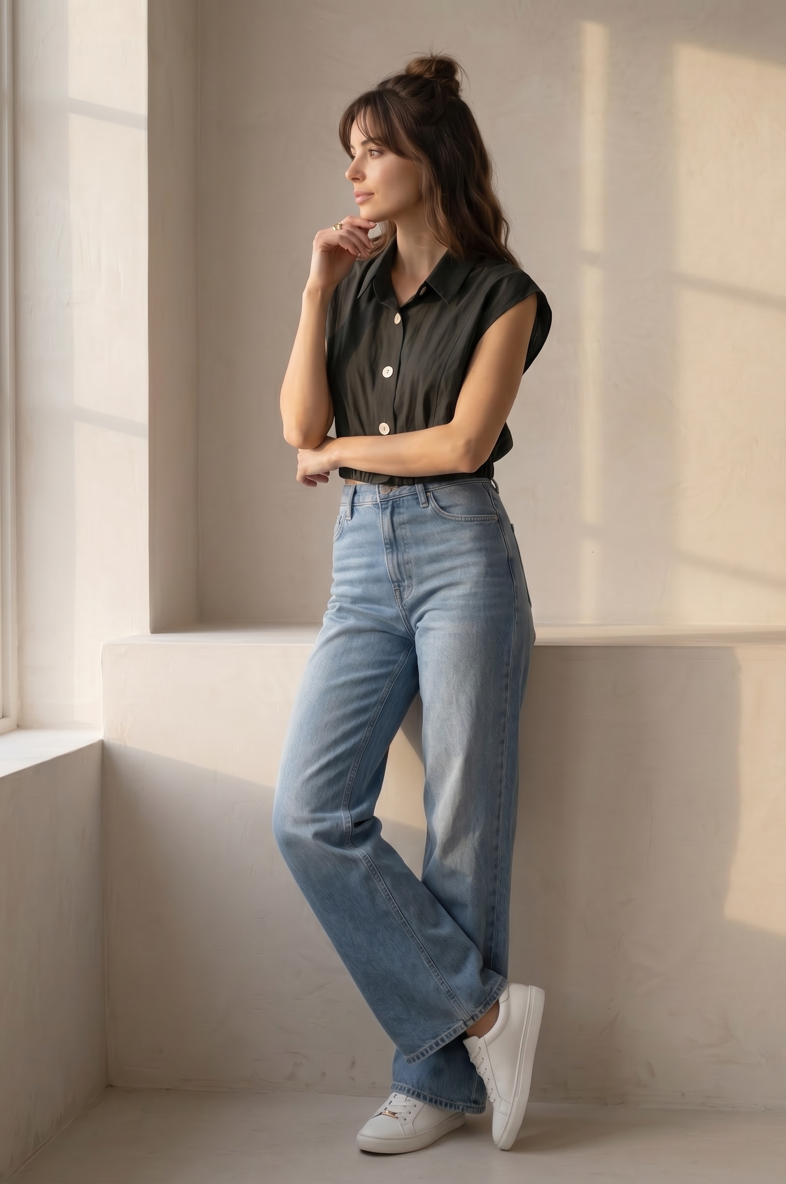 Sleeveless Volume Soft Shirt