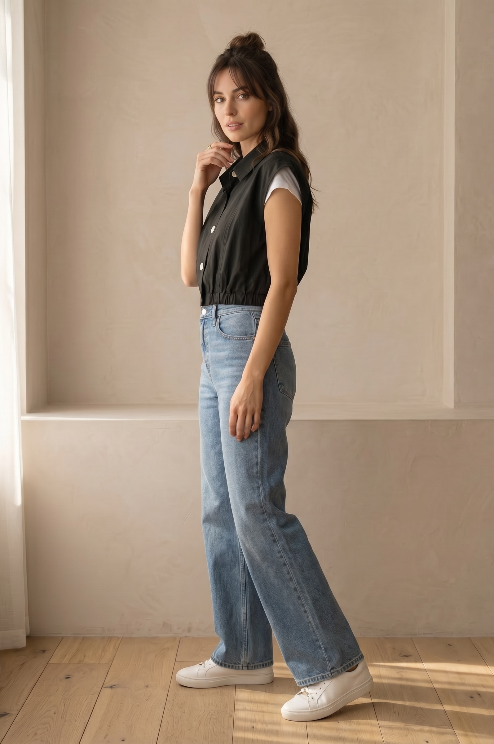 Sleeveless Volume Soft Shirt