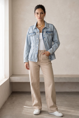 Neutral Wide Leg Denim Pants