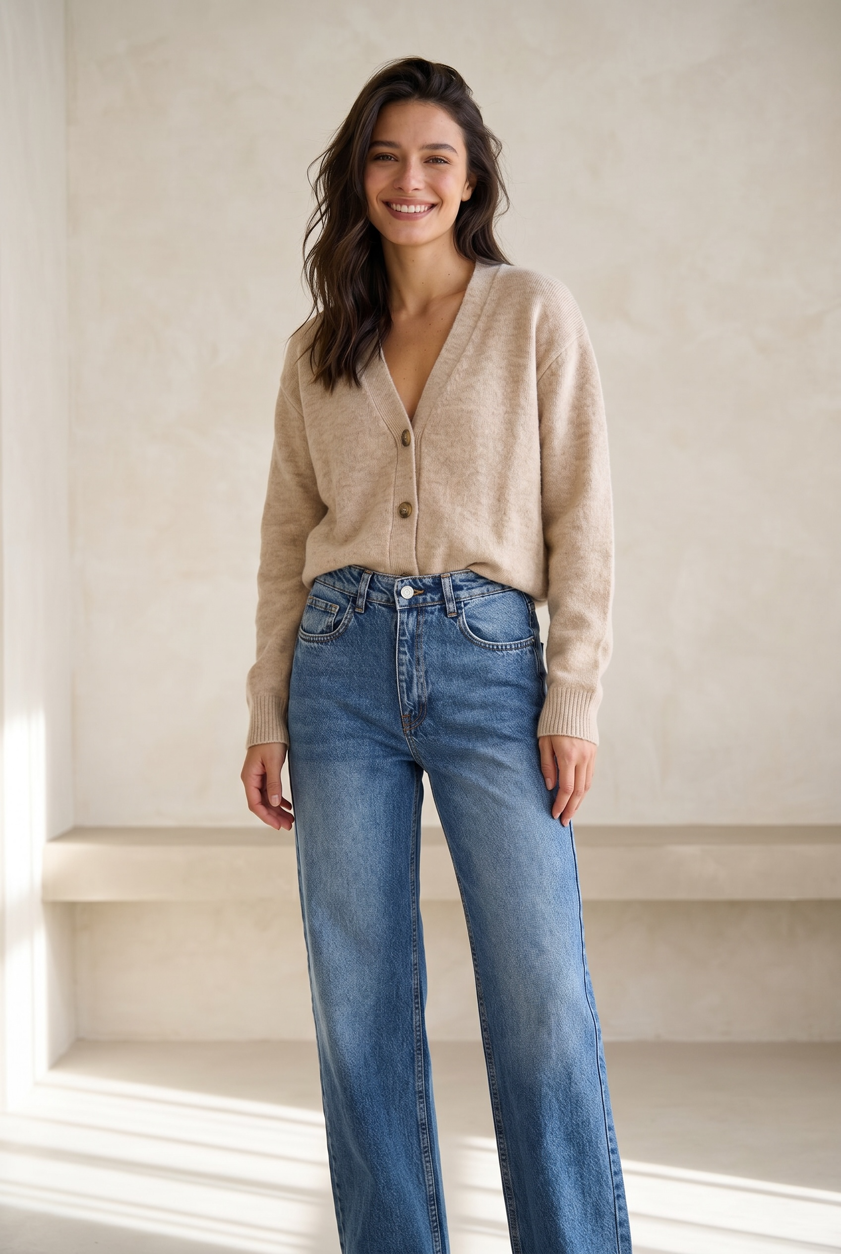 Classic Wide Leg Denim Pants