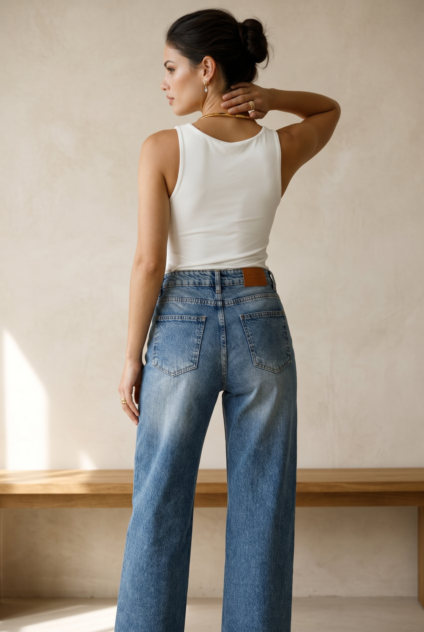 Classic Wide Leg Denim Pants