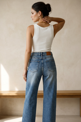 Classic Wide Leg Denim Pants