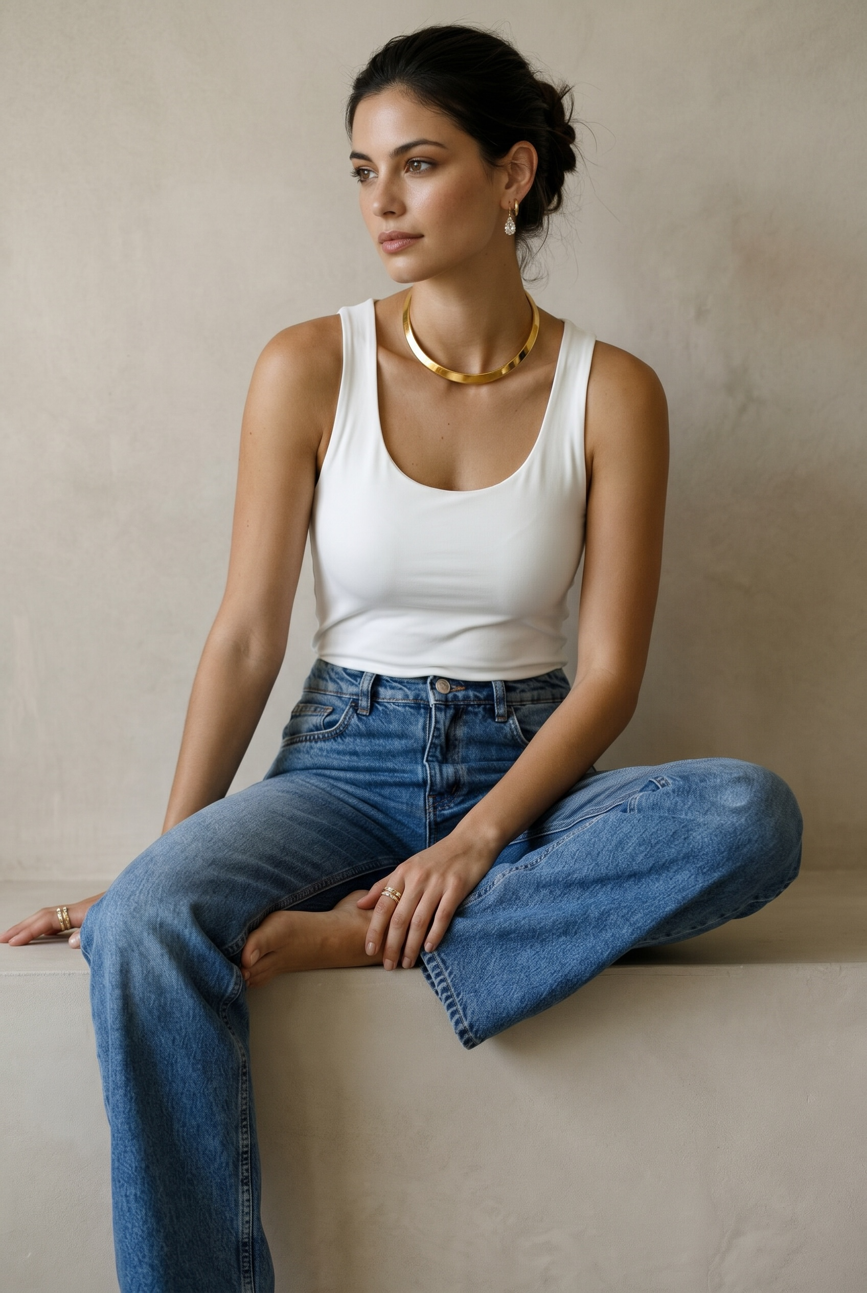 Classic Wide Leg Denim Pants