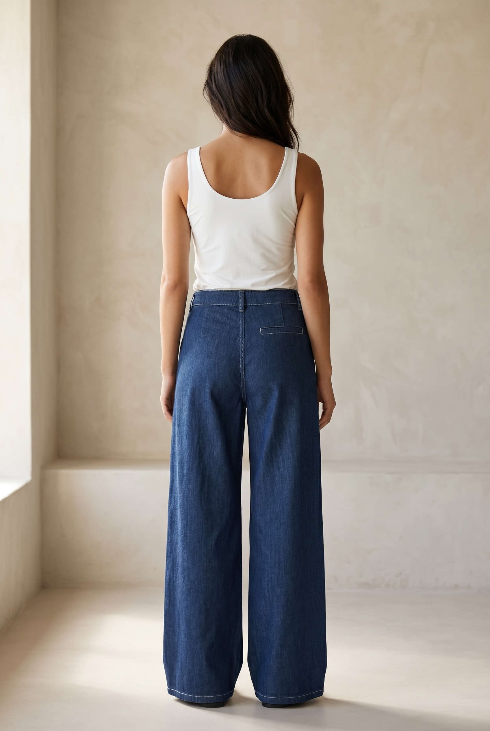 Soft Denim Wide Leg Pants