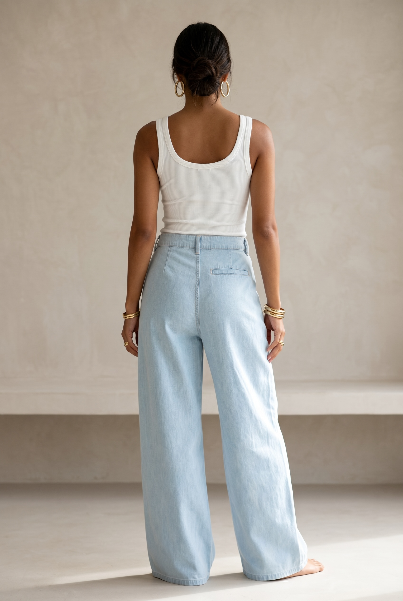 Soft Denim Wide Leg Pants