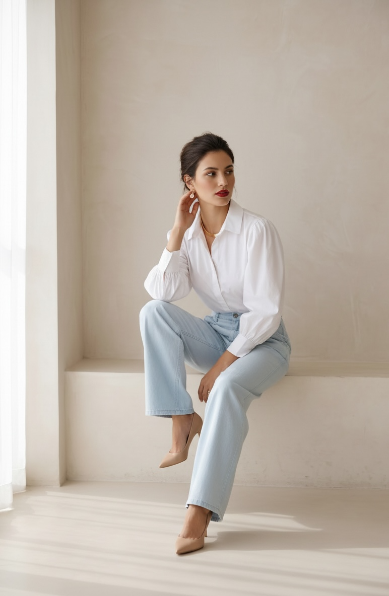 Soft Denim Wide Leg Pants