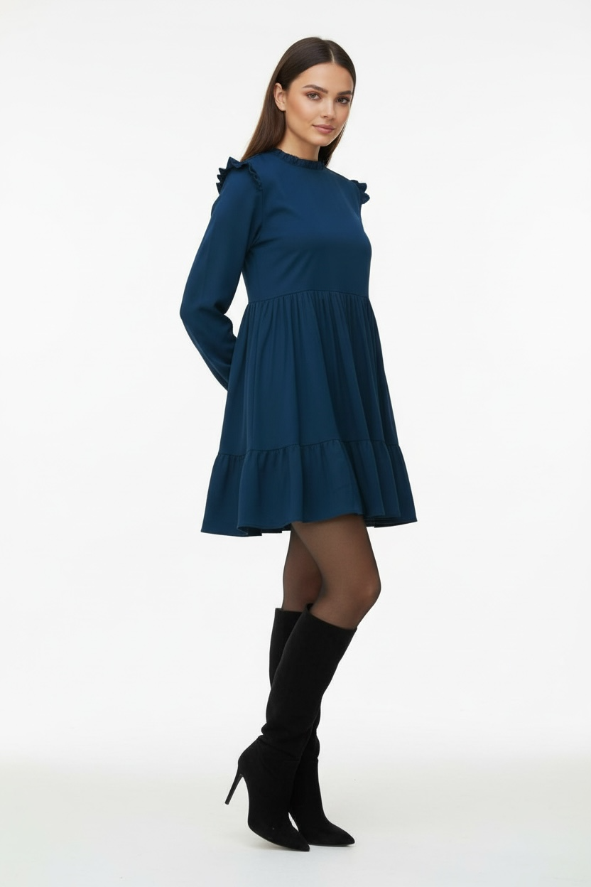 Ruffled Long Sleeves Dress
