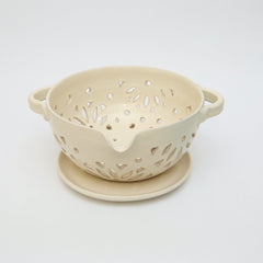 Pottery Strainer with Plate
