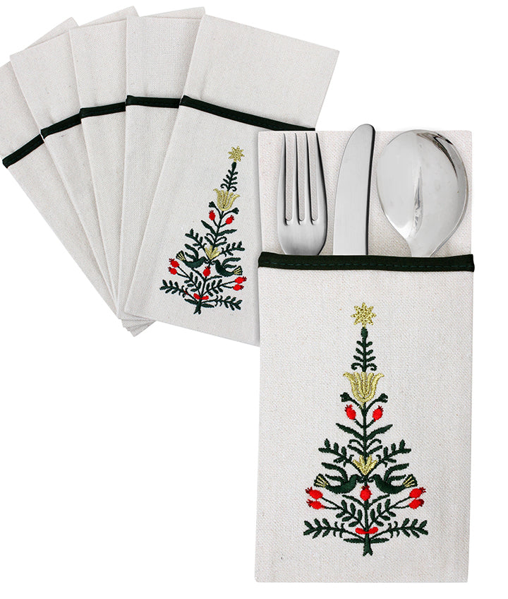 Peaceful Christmas Cutlery Sleeves Set Of 6
