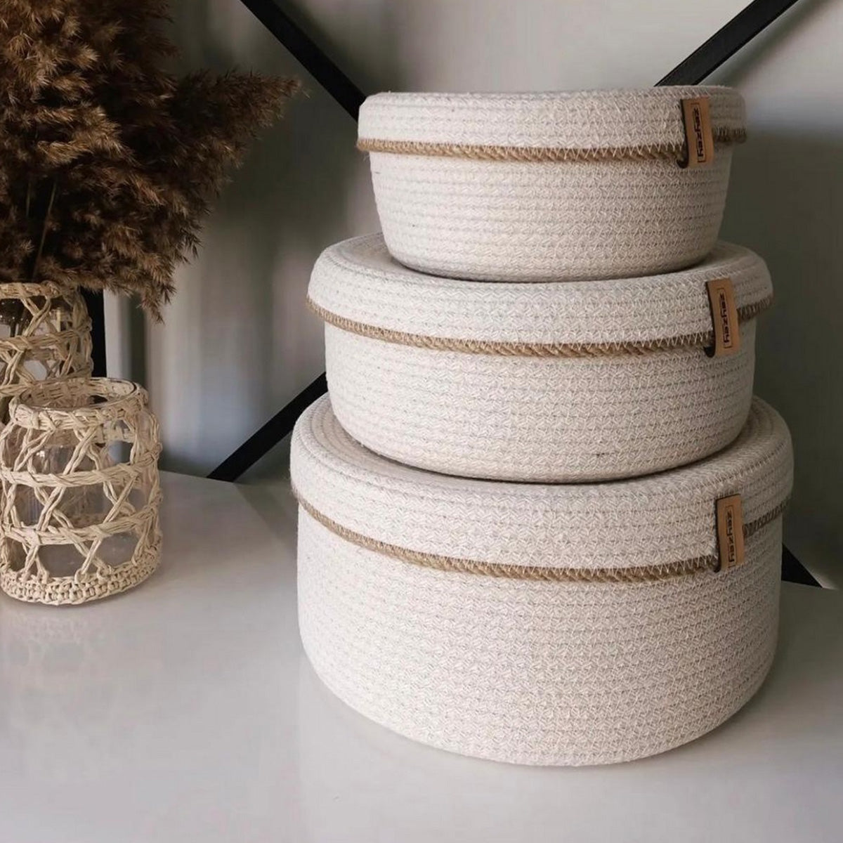 Round Storage Baskets with Lids
