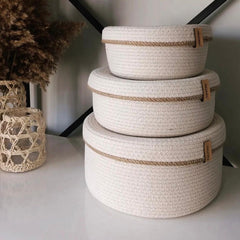 Round Storage Baskets with Lids