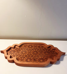 Islamic Pattern Natural Wood Tray