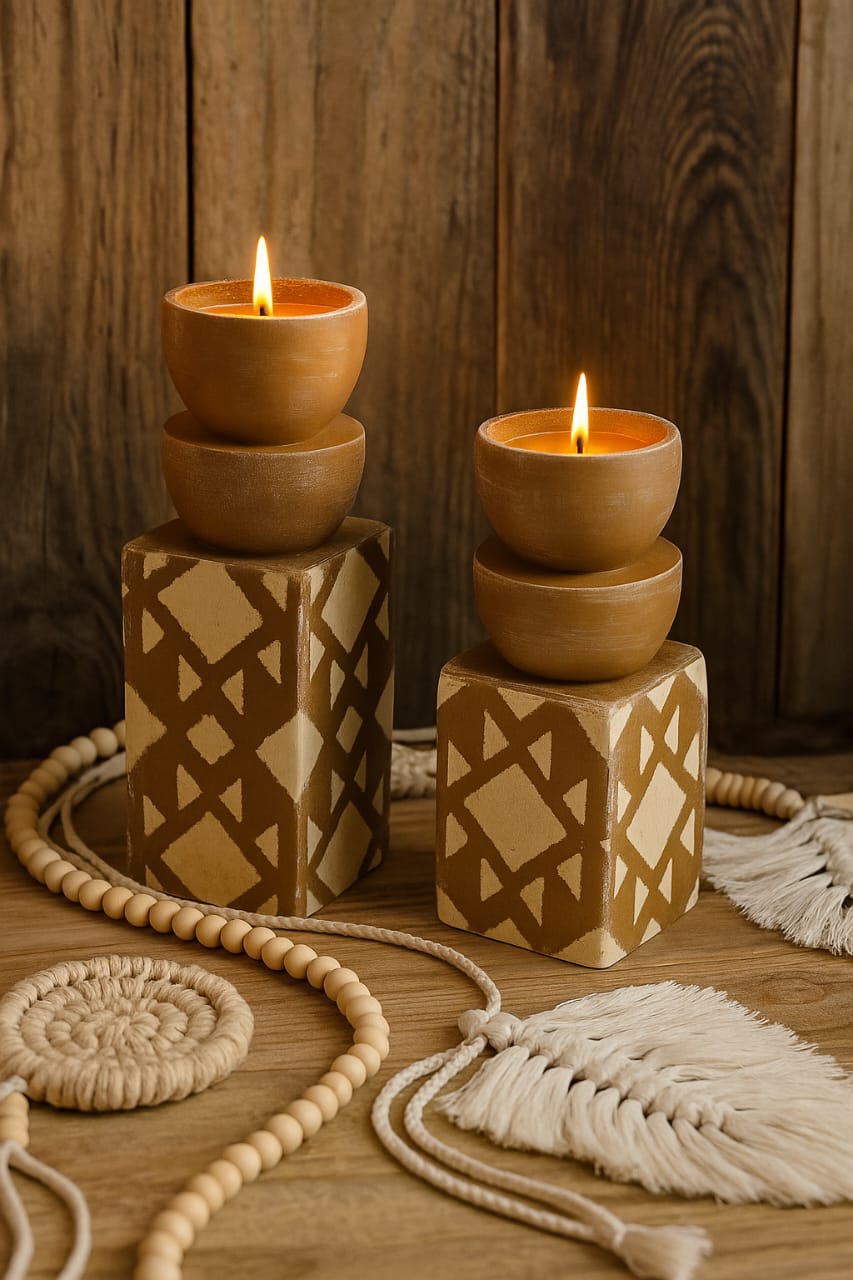 Boho Candles Holder Set