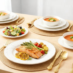 Royal Opulence: 36-Piece White & Gold Dinner Set