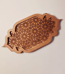 Islamic Pattern Natural Wood Tray